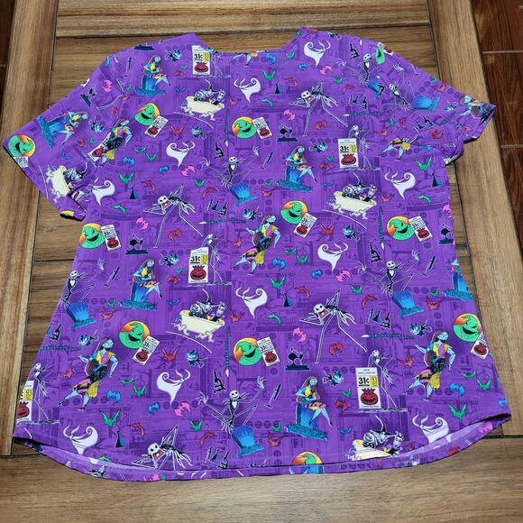 Disney's Nightmare Before Christmas Purple Scrub Top - Size 2XL - Picture 3 of 4